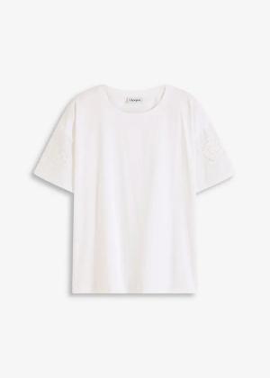 T-shirt z ażurowym haftem