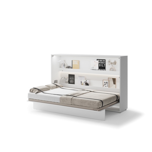 Półkotapczan poziomy BC-05 Bed Concept 120x200 cm 120x200 cm | Biały połysk | składany | funkcjonalny | oszczędność przestrzeni