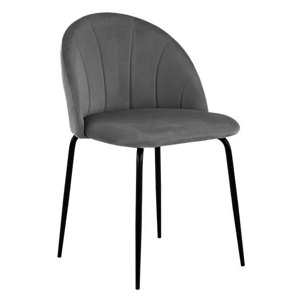 Krzesło tapicerowane THDC015-1 szary welur noga czarna | OUTLET