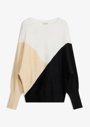 Sweter z cienkiej dzianiny z rękawami typu nietoperz