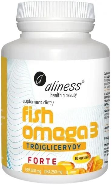 ALINESS Fish Omega 3 FORTE Trójglicerydy 500/250mg wsparcie serca 60 kaps.