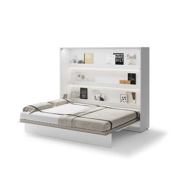Półkotapczan poziomy BC-14 Bed Concept 160x200 cm 160x200 cm | Biały połysk | składany | funkcjonalny | oszczędność przestrzeni
