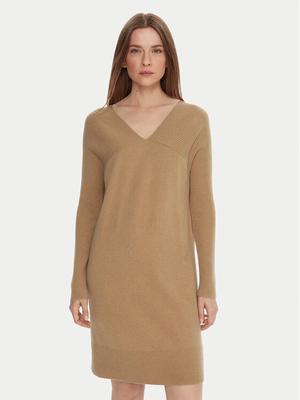 United Colors Of Benetton Sukienka dzianinowa 1044DV02C Beżowy Relaxed Fit