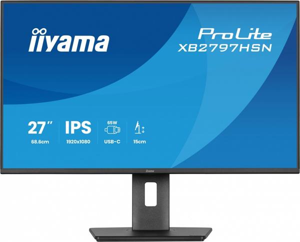 IIYAMA Monitor 27 cali XB2797HSN-B1 IPS,FHD,HAS150 ,350cd,1ms HDMI, DP,USB-C DOCK 65W, 4xUSB HUB, RJ45