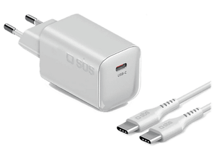 Ładowarka sieciowa SBS 70W GaN PD 3.0 USB-C + kabel 2m Biały