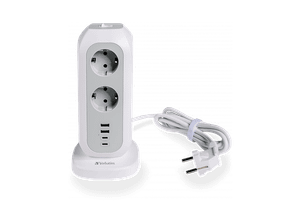 Listwa zasilająca (pionowa) VERBATIM 15w1 EUPT-01 11 gniazd AC, 2 porty USB-C, USB-A Biały