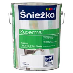 Farba emaliowa olejno-ftalowa Supermal mat biały 5 l Śnieżka