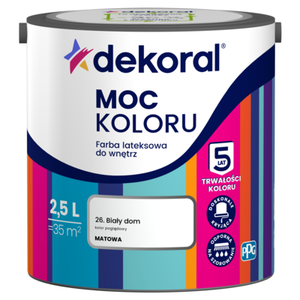 Farba lateksowa do wnętrz MOC KOLORU Biały dom 2,5 l Dekoral
