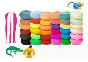 MASA PLASTYCZNA KOLOROWA MAGICZNA PIANKOLINA SUPER CLAY 36 + 3 szpatułki