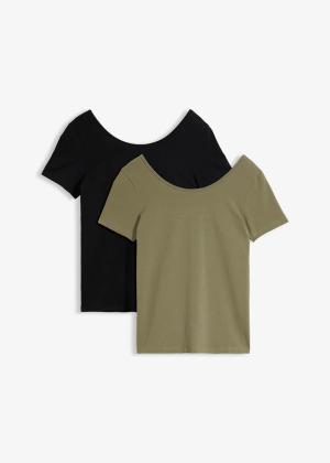 T-shirt z głębokim dekoltem na plecach (2 szt.)
