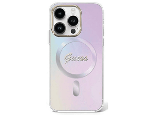 Etui GUESS Hardace IML Iridescent Magsafe do iPhone 15 Pro 6,1 cala Fioletowy GUHMP15LHITSU