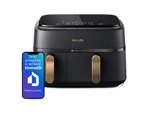 Frytkownica beztłuszczowa Air fryer PHILIPS Ovi Dual Basket NA352/00 z 2 szufladami Szary-miedziany
