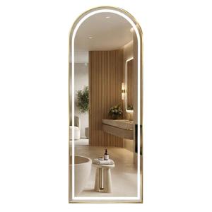 LUSTRO STOJĄCE LED ZŁOTE OWALNE WISZĄCE ŚCIENNE REA ORBIT 50x160 cm