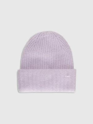 4F czapka damska zimowa beanie o prążkowanym splocie 4FWAW25ACAPF568 fioletowa (S)
