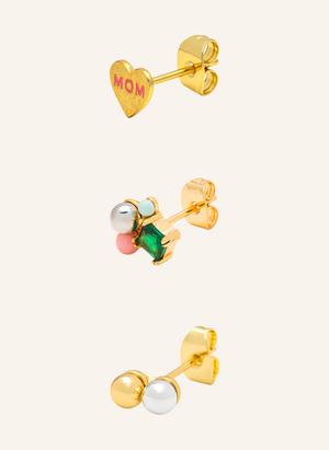 Lulu Copenhagen Zestaw 3 Sztuk Kolczyków Mom gold