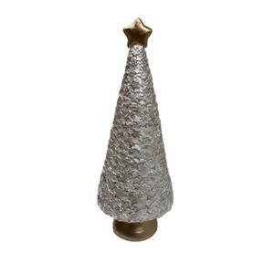 Dekoracyjna figura choinka 36 cm biało-złoty