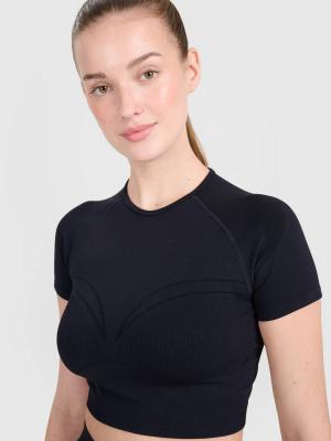 4F koszulka crop-top do ćwiczeń fitness 4FRSS25TFTSF1757 czarny (M/L)