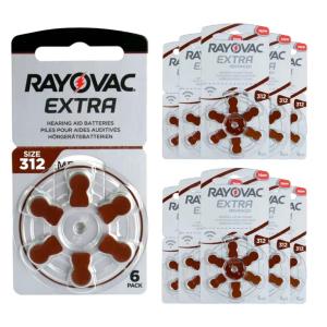 60x Baterie słuchowe RAYOVAC EXTRA 312 PR41