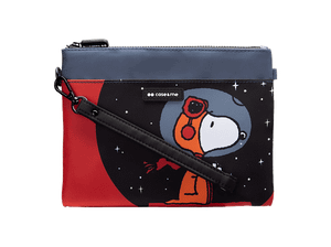 Torebka CASE&ME Peanuts Snoopy Astronauta ze smyczą i zamkiem błyskawicznym Czarno-czerwony