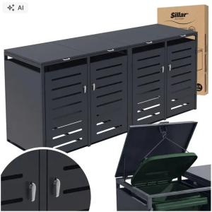 Zabudowa kosza na śmieci Sillar 4x 120/240l stalowa antracyt obudowa koszy