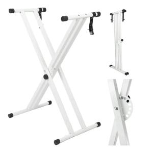 STATYW STOJAK POD KEYBOARD KLAWISZOWY DO ORGANY PODWÓJNY 31-96CM BIAŁY