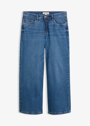 Jeansy wide leg, średni stan, krótsza nogawka