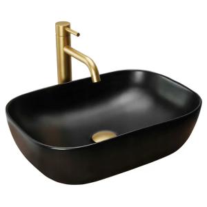 UMYWALKA NABLATOWA OWALNA GŁĘBOKA CZARNA HESTIA BLACK MAT 46x32,5 cm BASARO
