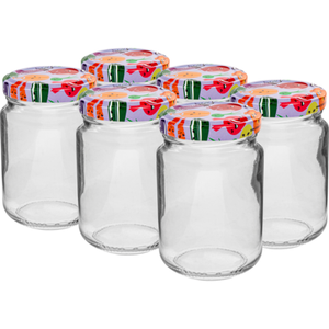 Słoik 156 ml z kolorową zakrętką Ø53 6 sztuk