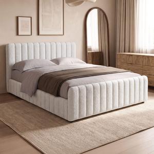 Łóżko tapicerowane z pojemnikiem SFG0167 | 180x200 | Boucle | Biały #2