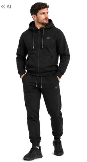 Dres męski 4F komplet bluza rozpinana z kapturem spodnie dresowe czarny L