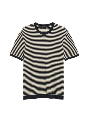 Dzianinowy T-shirt w paski z bawełny