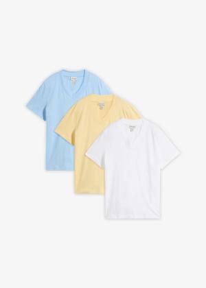 T-shirt z dekoltem w serek, z czystej bawełny organicznej, 3 szt.