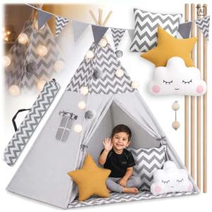 TIPI namiot wigwam dla dzieci TEEPEE Girlanda Poduszki Stabilizator Nukido