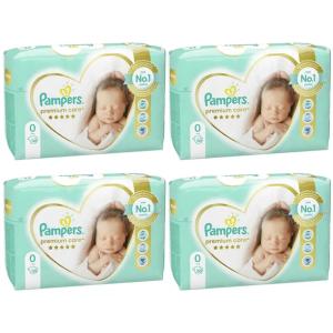 4x Pieluchy PAMPERS Premium Care roz 0 (do 3 kg) 30 szt