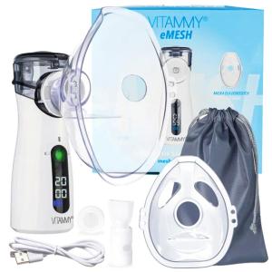 INHALATOR SIATECZKOWY NEBULIZATOR PRZENOŚNY AKUMULATOROWY VITAMMY EMESH LCD