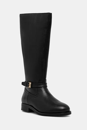 Tommy Hilfiger kozaki skórzane TH BUCKLE RIDING LTHR LONG BOOT