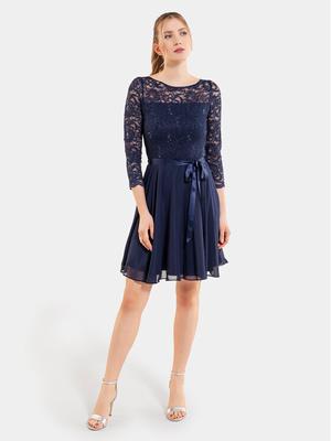 Swing Sukienka koktajlowa 77761210 Granatowy Regular Fit