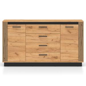 Komoda z lamelami URSO 06 | Dąb craft złoty, czarny