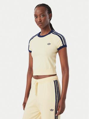 adidas T-Shirt KS7376 Kremowy Slim Fit