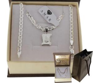 SREBRNY PEŁNY ŁAŃCUSZEK MĘSKI GUCCI Z ZAWIESZKĄ PR. 925 + GRAWER GRATIS