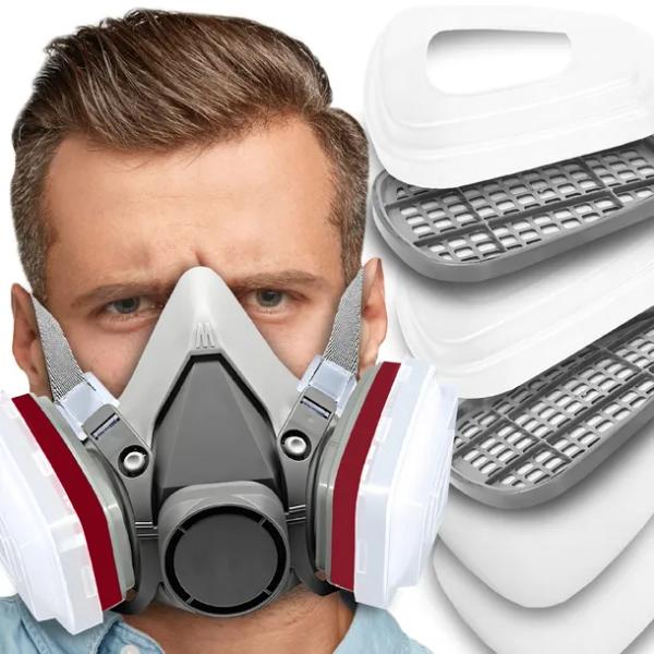 MASKA LAKIERNICZA Z FILTRAMI PÓŁMASKA PRZECIWPYŁOWA FILTRY WKŁADY WĘGLOWE