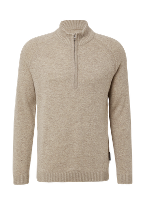 Sweter z dzianiny z czystej wełny z kołnierzem troyer