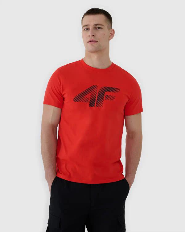 4F t-shirt męski koszulka bawełniana 4FWMM00TTSHM2257 czerwony (S)