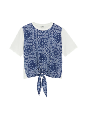 T-Shirt im Fabricmix mit Knoten-Detail