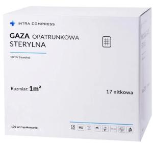 Gaza jałowa sterylna opatrunkowa 1m2 bawełniana 17-nitek 100 sztuk