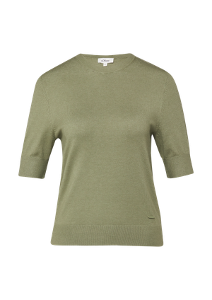Miękki dzianinowy sweter z krótkim rękawem Slim Fit