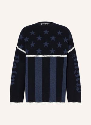 Palm Angels Sweter Stars & Stripes blau