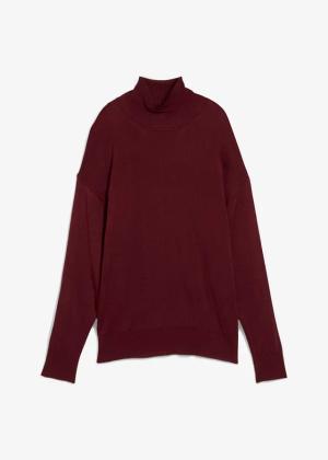 Lekki sweter z szerokim golfem z cienkiej dzianiny z mieszanki wiskozy