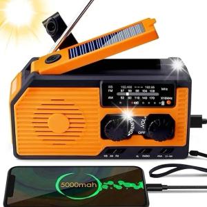 PRZENOŚNE RADIO FM SOLARNE KORBKA ALARM DYNAMO AWARYJNE LATARKA 1200mAh