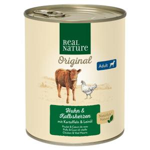REAL NATURE mokra karma dla psa dorosłego Serca cielęce i kurczak 6x800 g